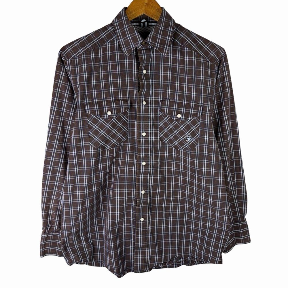 Ariat Pro Series Shirt Mens S Pearl Snap Long Sleeve Plaid Cowboy Rodeo Western